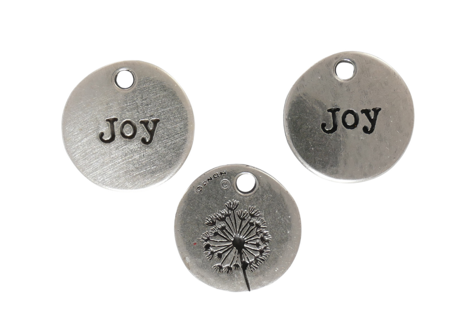 תליונים עיגול חריטת joy בצד אחד וסב...