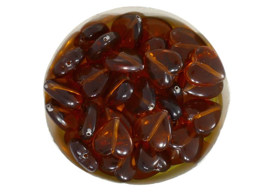 חרוזי פלסטיק לבבות 12 ממ חום