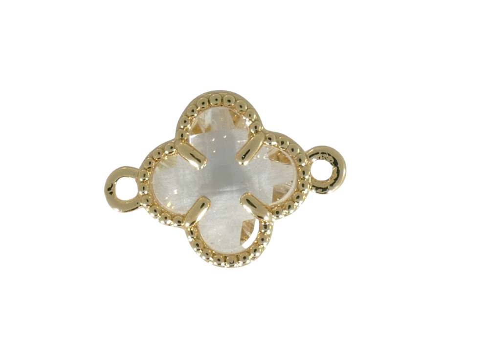 תליון תלתן 2 לולאות קריסטל שקוף ציפ...