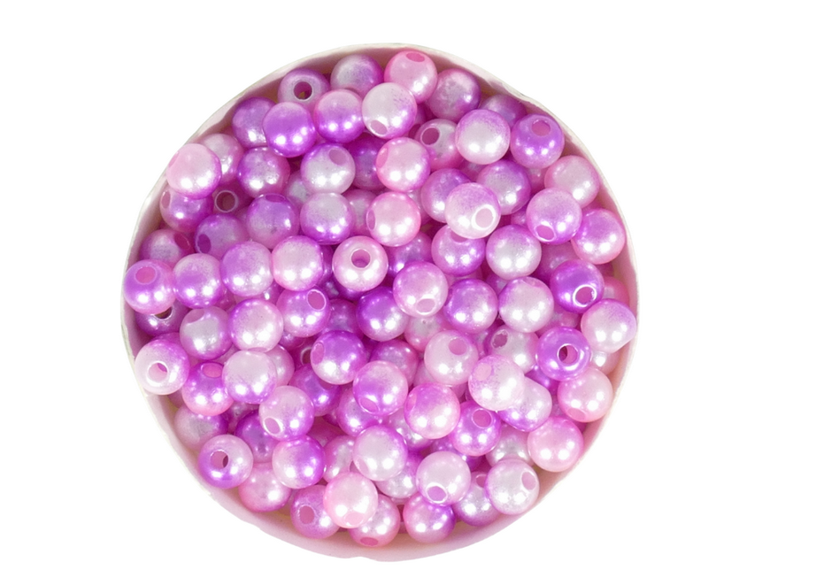 חרוזי פלסטיק פנינה 6 ממ משולב ורוד...