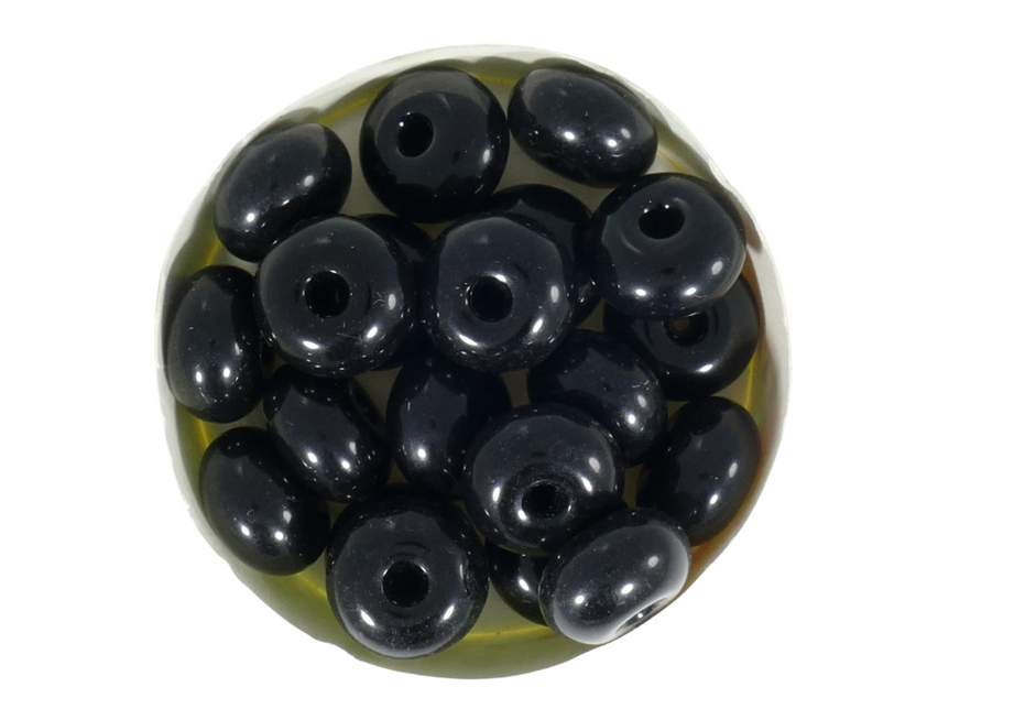 חרוזי פלסטיק דיסקית 12 ממ שחור