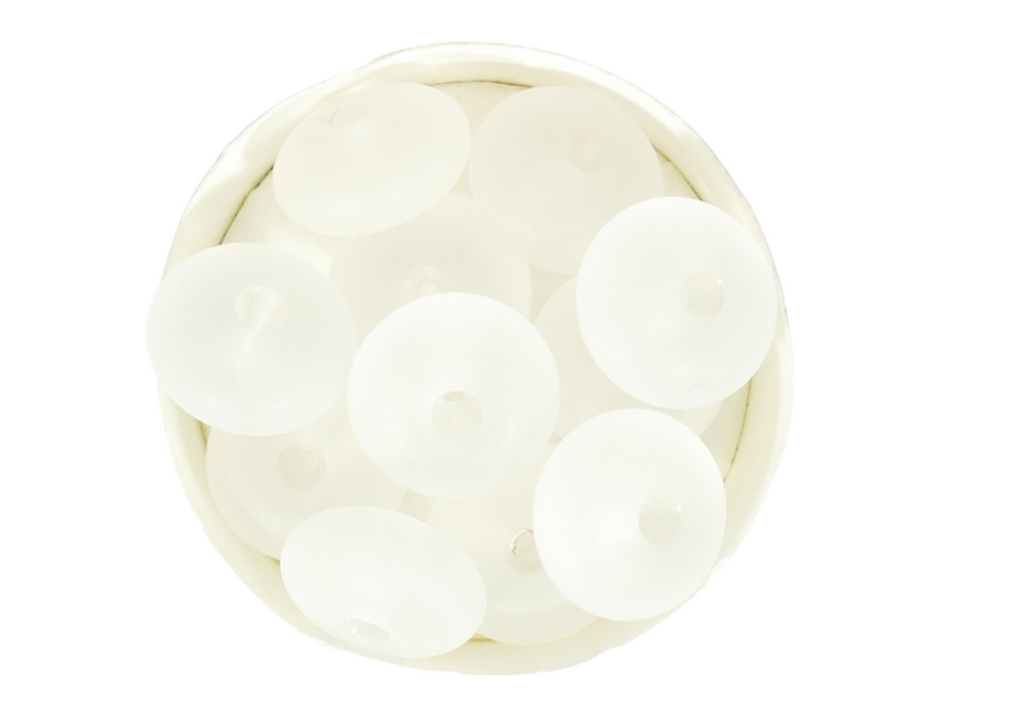 חרוזי פלסטיק דיסקית 16 ממ לבן קפוא