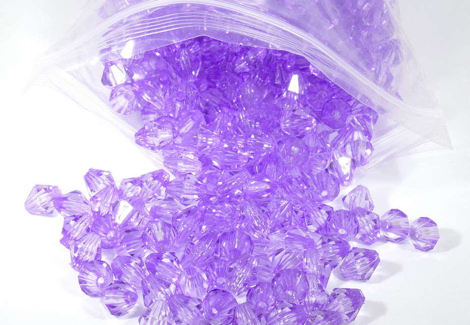 חרוז קריסטל מעוין סגול 8 ממ, פלסטי...