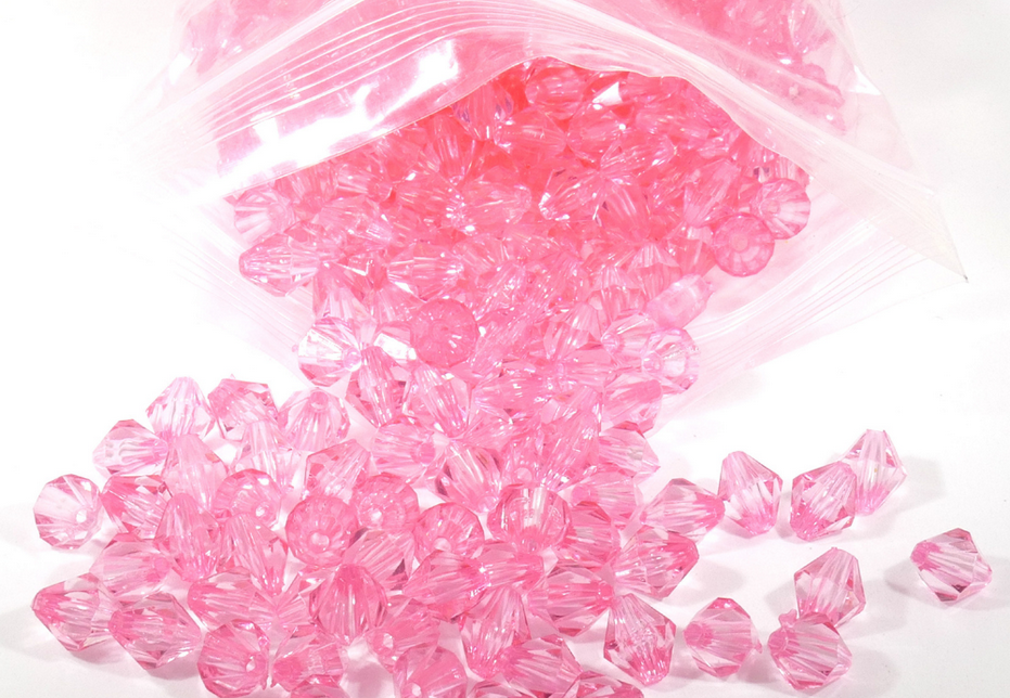 חרוז קריסטל מעוין ורוד 8 ממ, פלסטי...