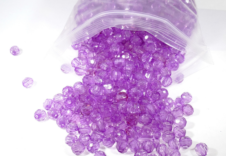 חרוז קריסטל סגול 5 ממ, פלסטיק