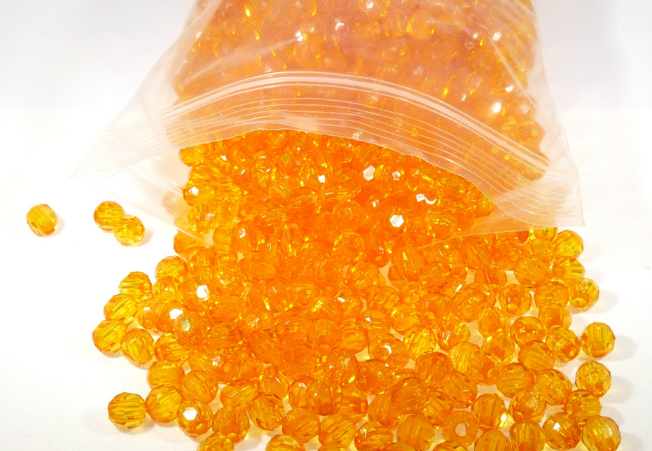 חרוז קריסטל כתום 5 ממ, פלסטיק