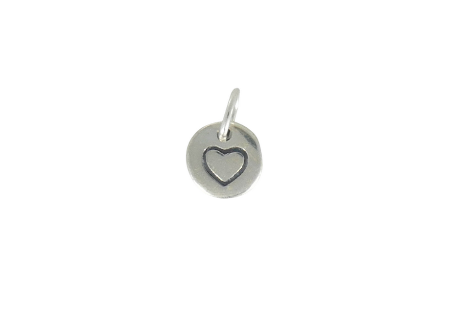 תליון עגול חריטת לב, כסף אמיתי