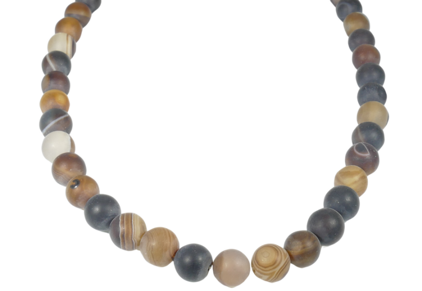 אבני חן 8 ממ אגת טיבטי חום כהה מעורב מאט 97