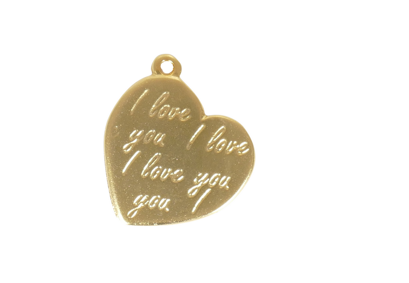 תליון לב גדול i love you 183 ציפוי זהב מאט