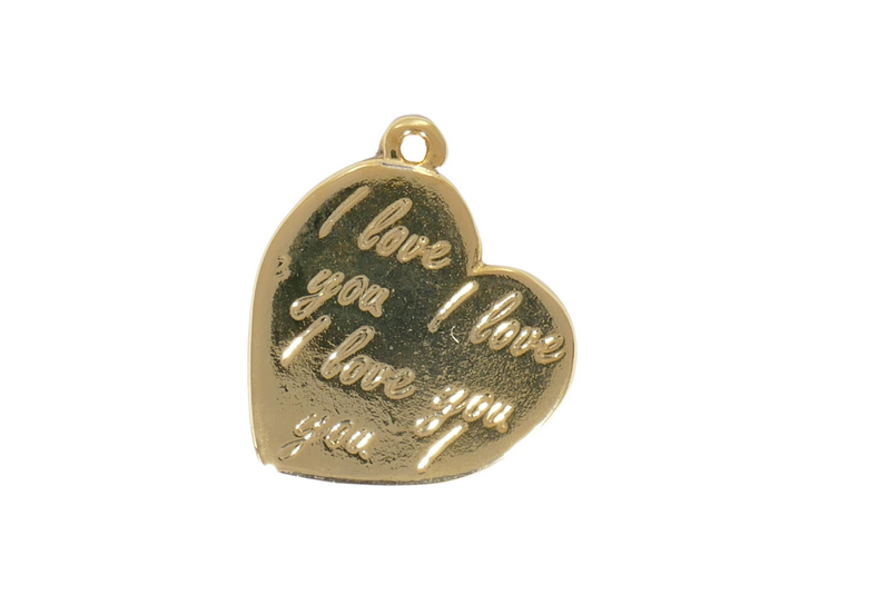 תליון לב גדול i love you 183 ציפוי זהב 