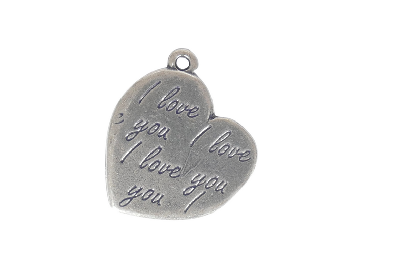 תליון לב גדול i love you 183 ציפוי ניקל מאט