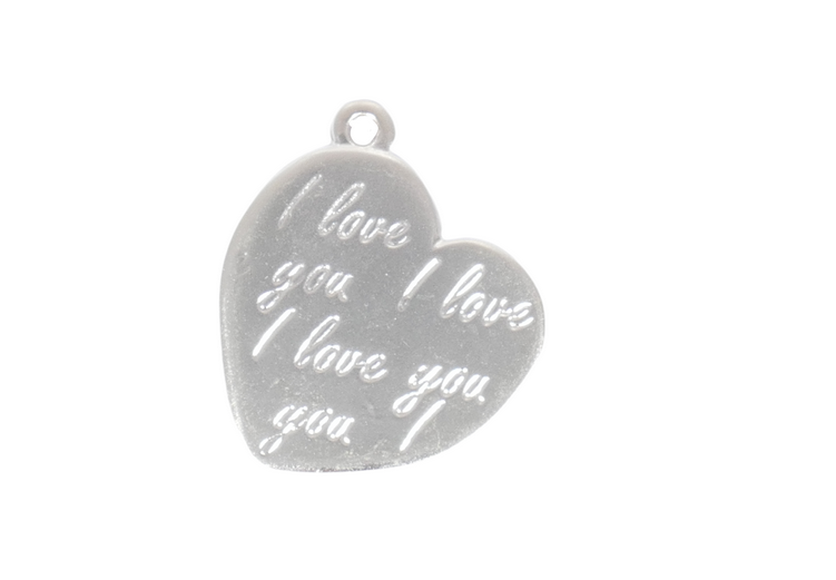 תליון לב גדול i love you 183 ציפוי כסף מאט