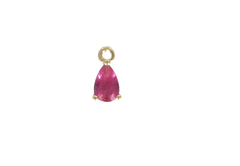 תליון טיפה מוזהב 7 ממ קריסטל רובי ורוד 299